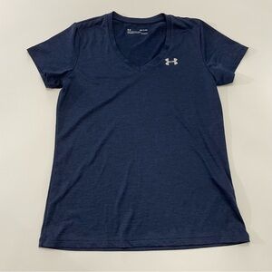 Under Armour Women's HeatGear V-neck Short Sleeve Shirt in Navy, Size S
